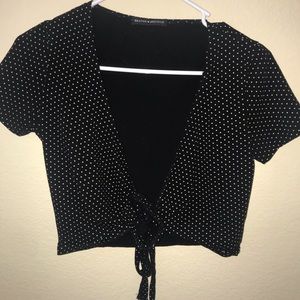 Brandy Melville polka dot wrap shirt